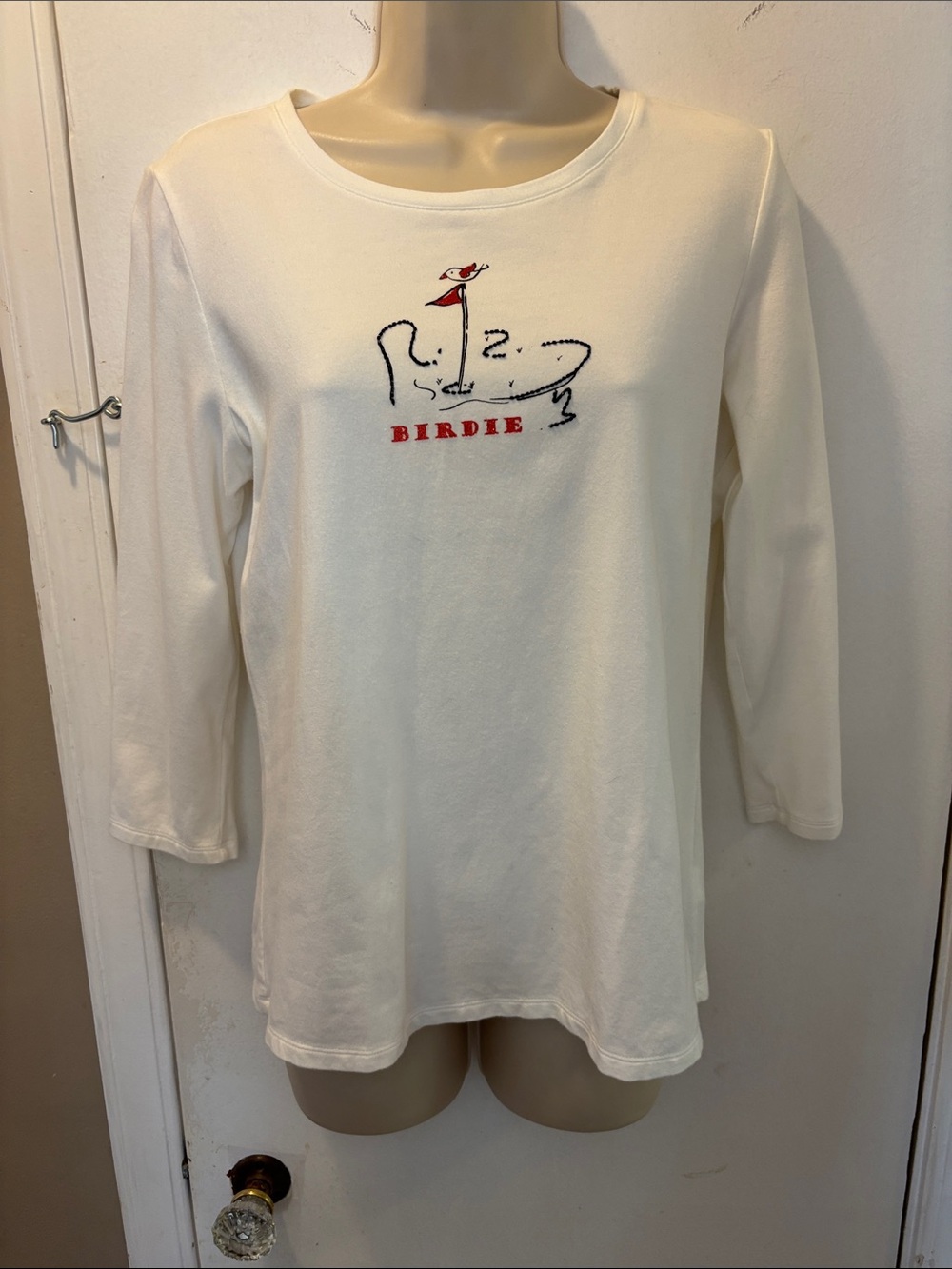 Lizgolf medium Birdie White embellished golf T‑shirt 26-213
